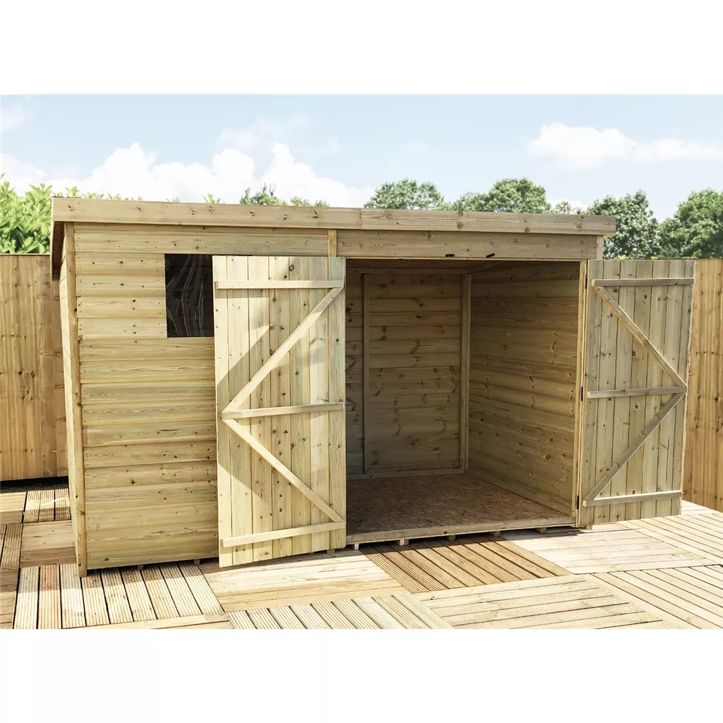 10 x 3 Pressure Treated T&G Pent Shed With 1 Windows, Double Door product image