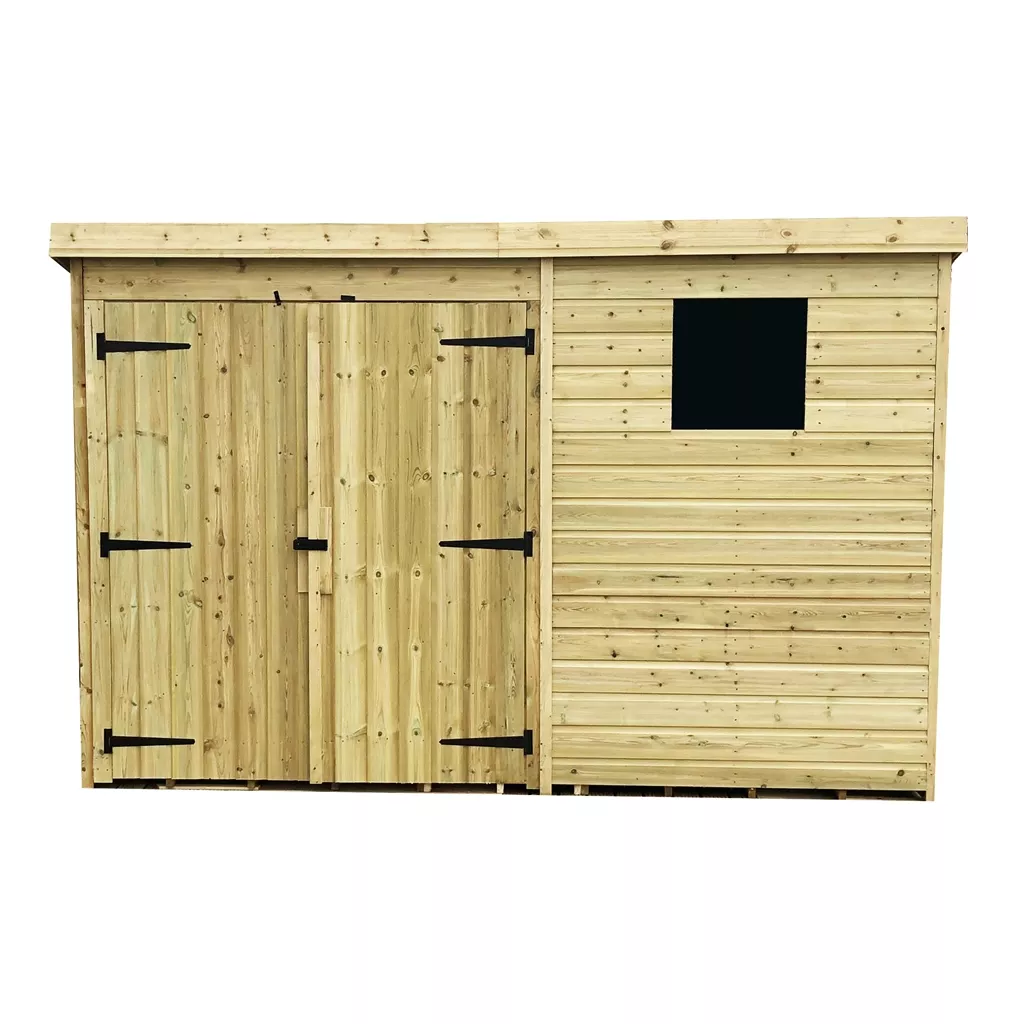 10 x 4 Pressure Treated T&G Pent Shed With 1 Windows, Double Door product image