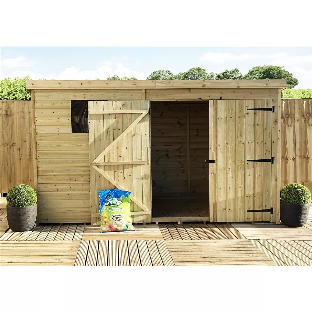 10 x 5 Pressure Treated T&G Pent Shed With 1 Windows, Double Door product image