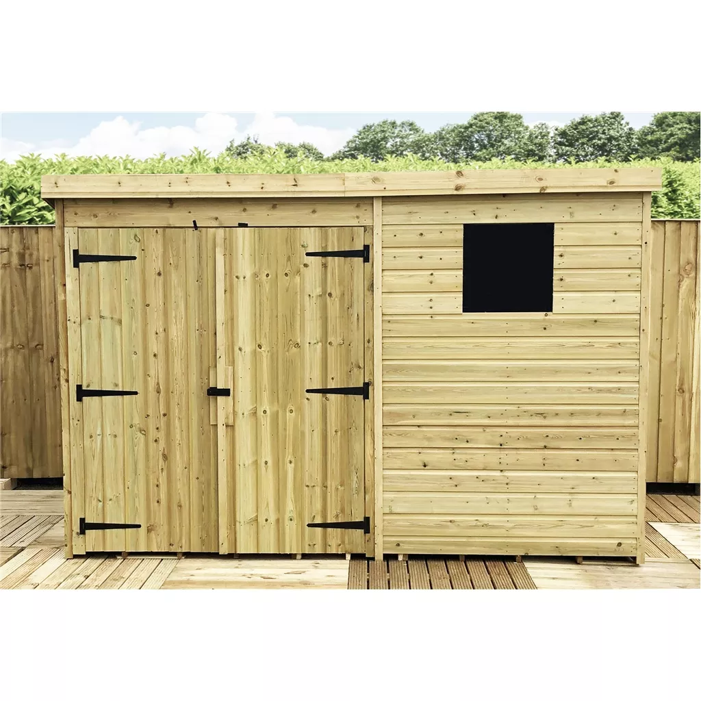 10 x 6 Pressure Treated T&G Pent Shed With 1 Windows, Double Door product image
