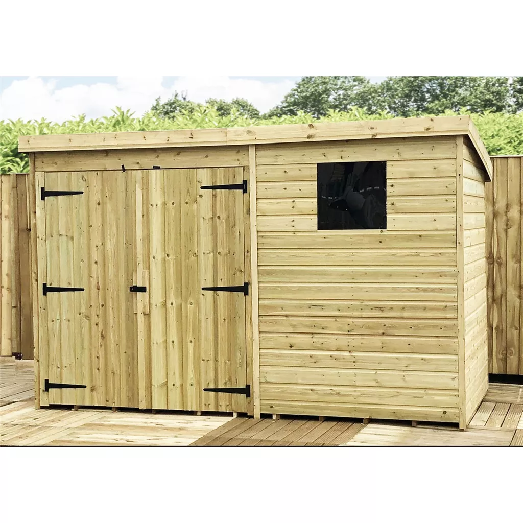 10 x 6 Pressure Treated T&G Pent Shed With 1 Windows, Double Door product image