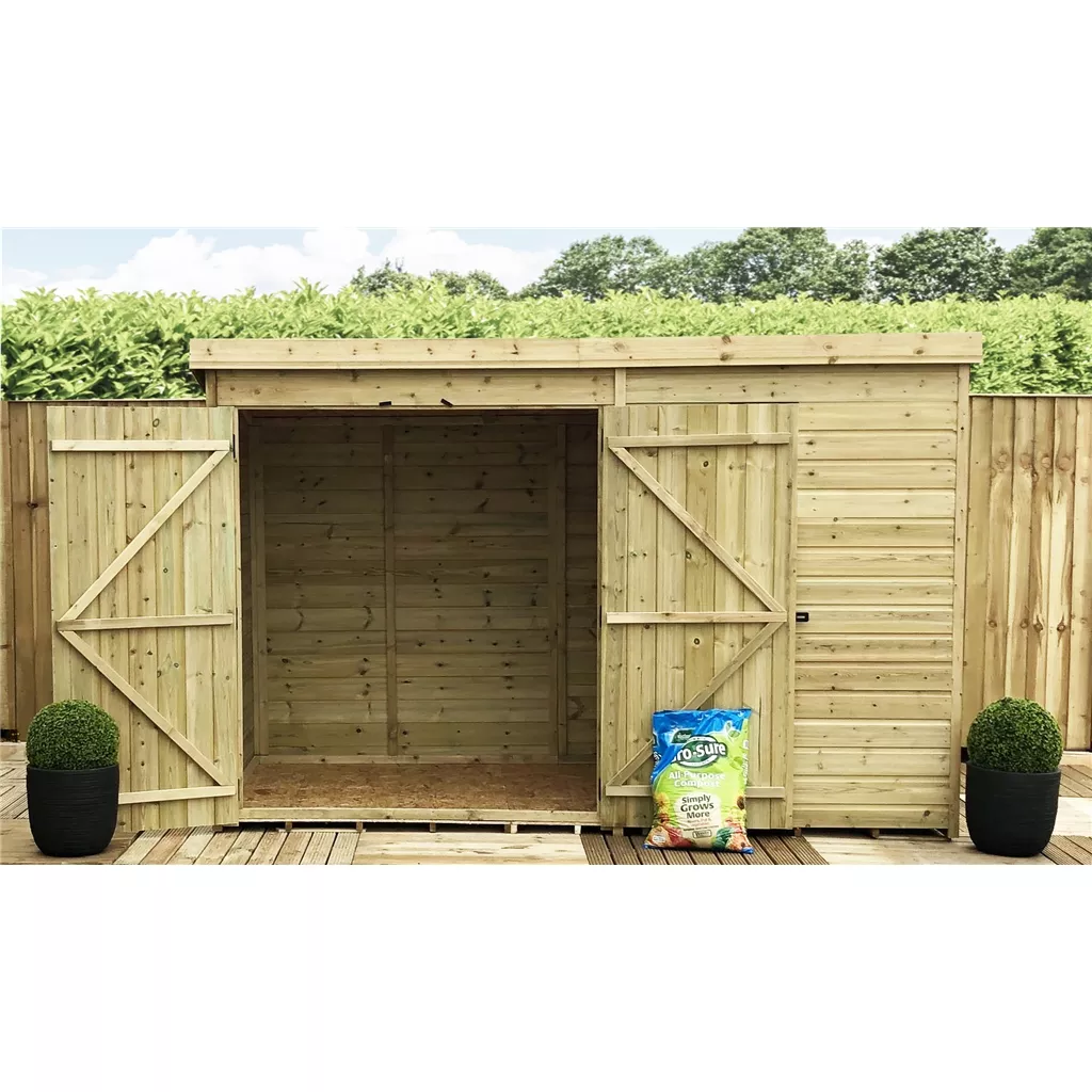 10 x 6 Pressure Treated T&G Pent Shed With 1 Windows, Double Door product image