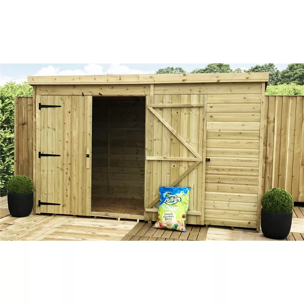 10 x 6 Pressure Treated T&G Pent Shed With 1 Windows, Double Door product image