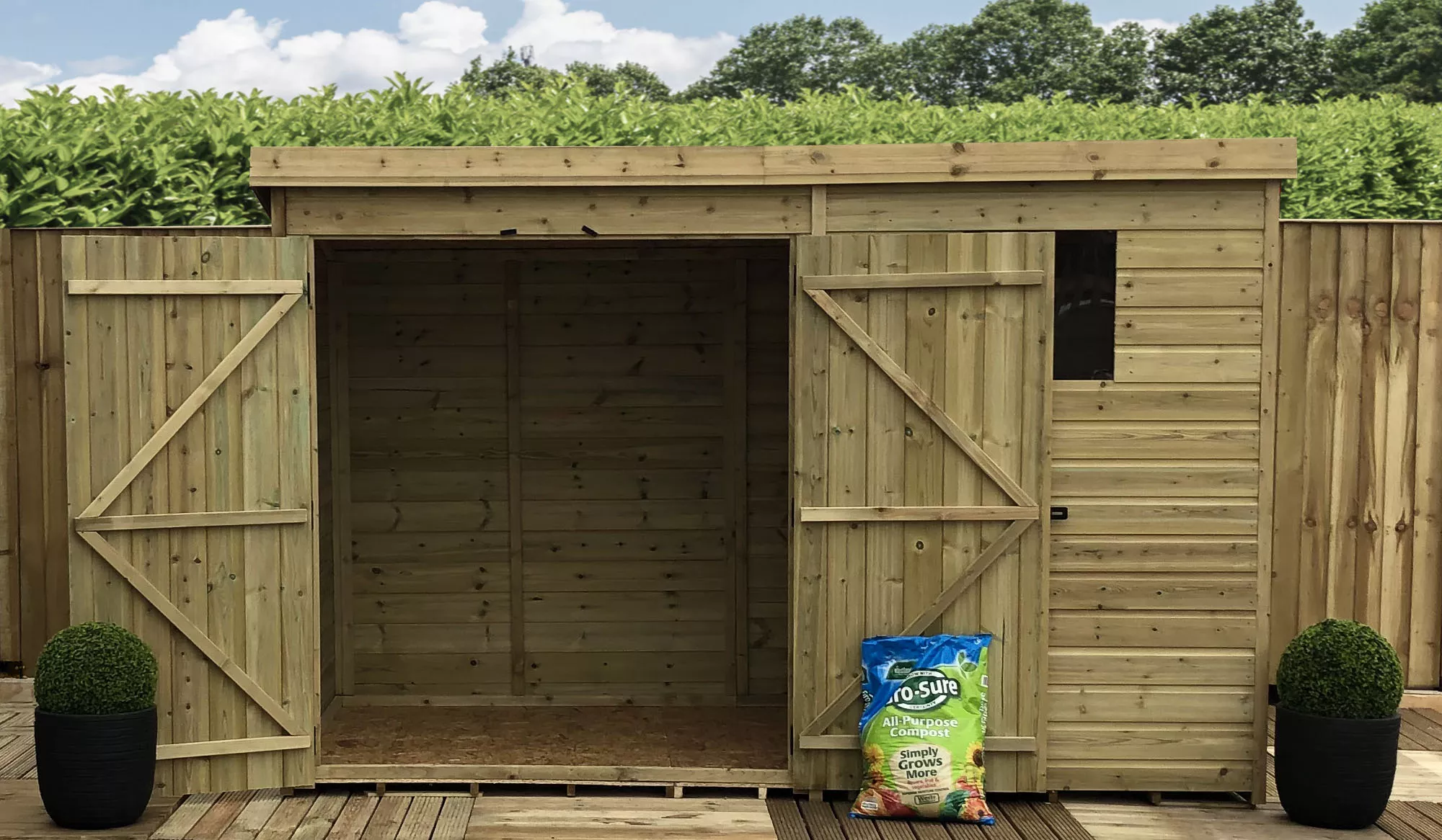 10 x 8 Pressure Treated T&G Pent Shed With 1 Windows, Double Door product image