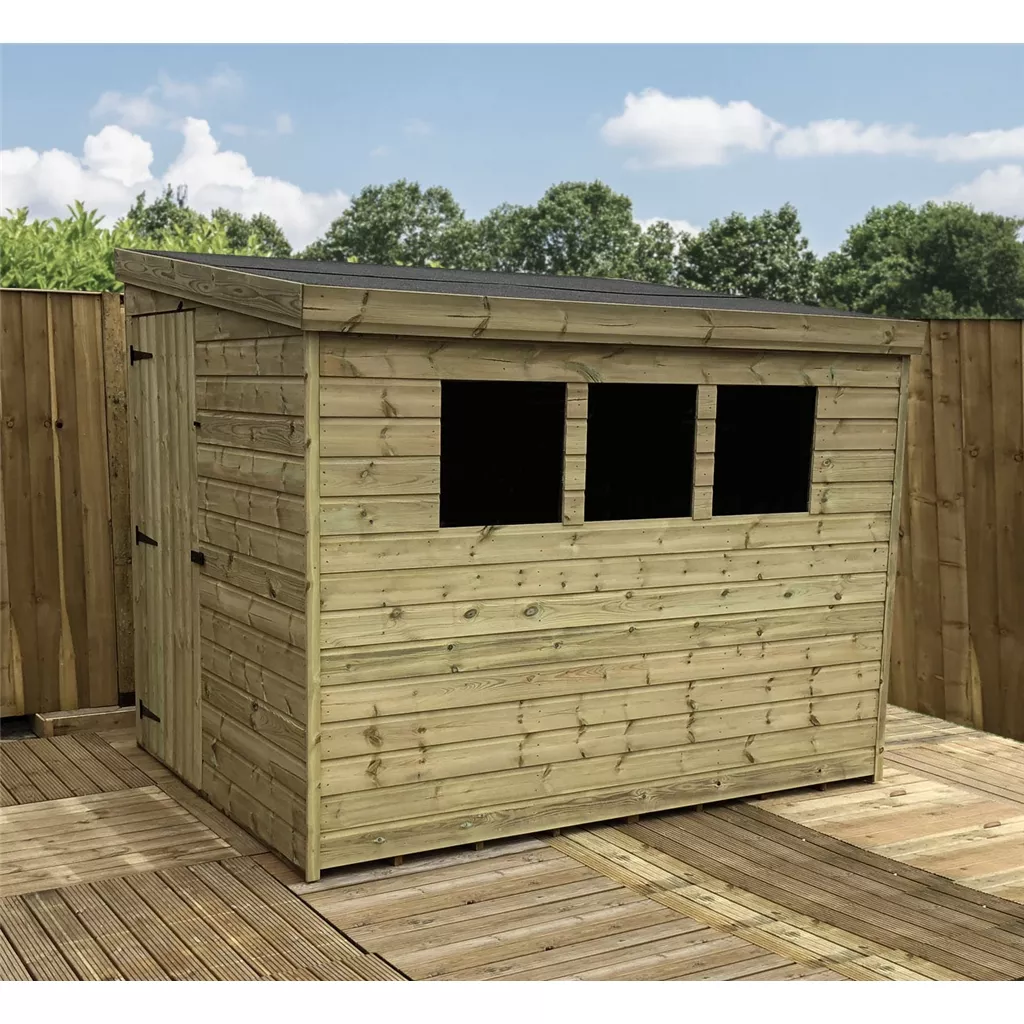 6 x 5 Reverse Pressure Treated T&G Pent Shed With 3 Windows, Single Door product image