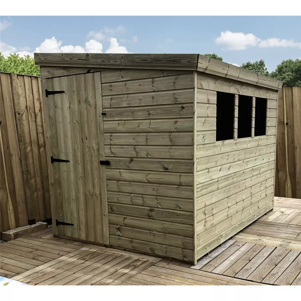 6 x 6 Reverse Pressure Treated T&G Pent Shed With 3 Windows, Single Door product image