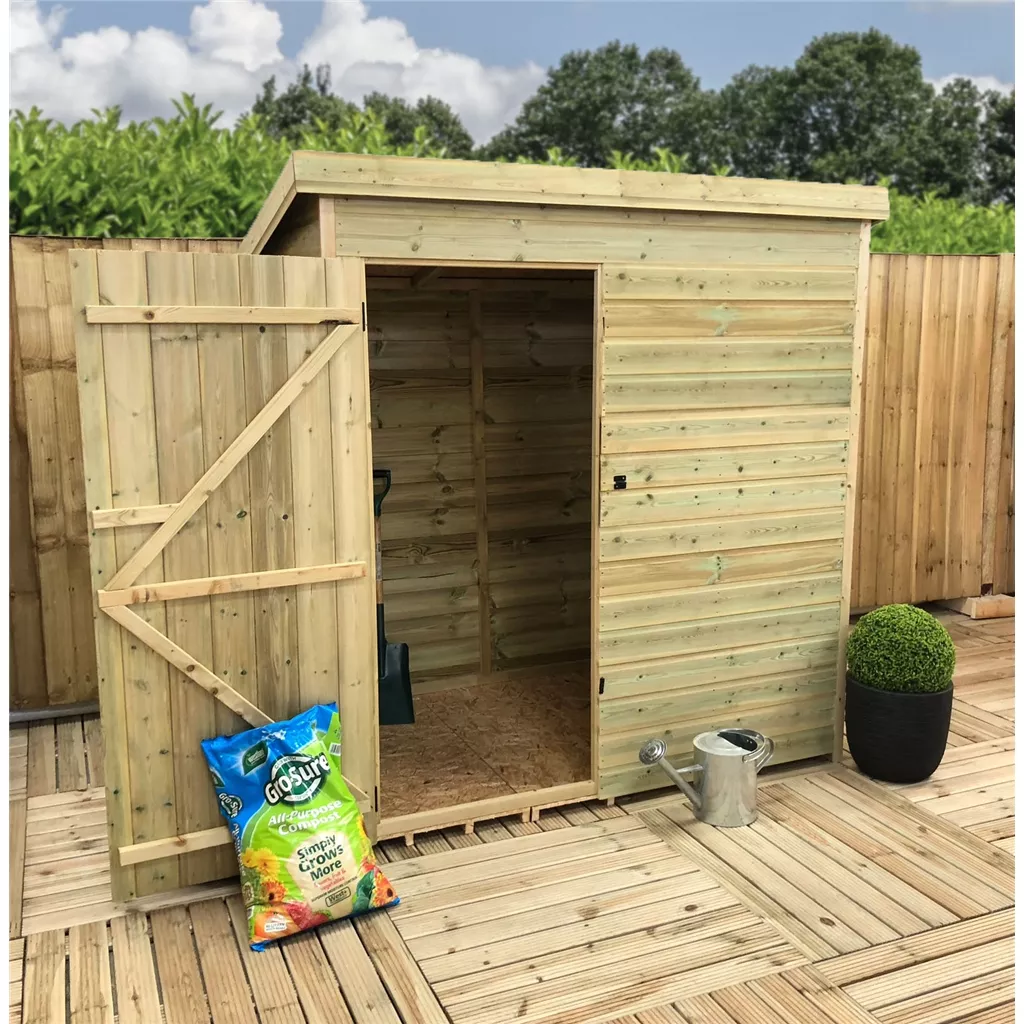 4 x 3 Windowless Pressure Treated T&G Pent Shed With Single Door product image