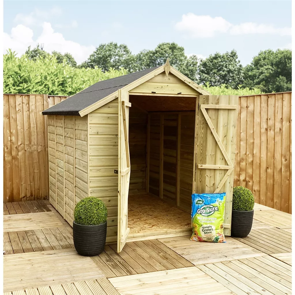 3 x 5 Windowless Pressure Treated T&G Double Doors Apex Shed (low Eaves) product image