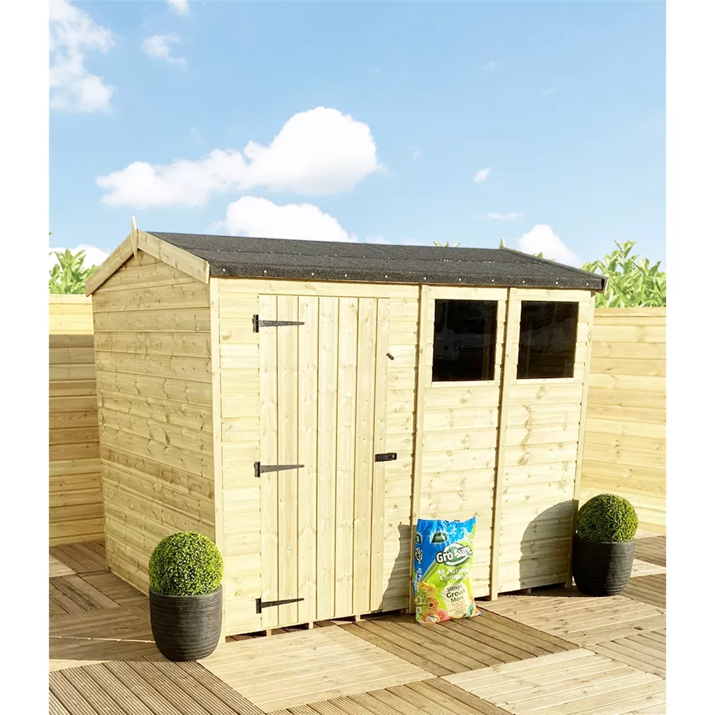 12 x 6 Reverse Pressure Treated T&G Single Door Apex Shed – High Eaves+ 3 Windows product image