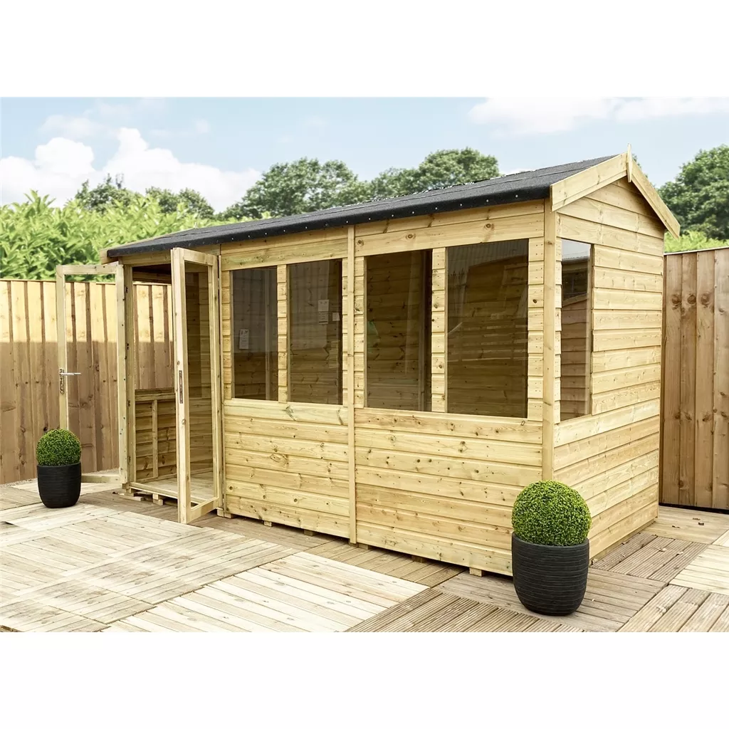 7 x 8 Reverse Pressure Treated Apex Summerhouse – High Eaves product image