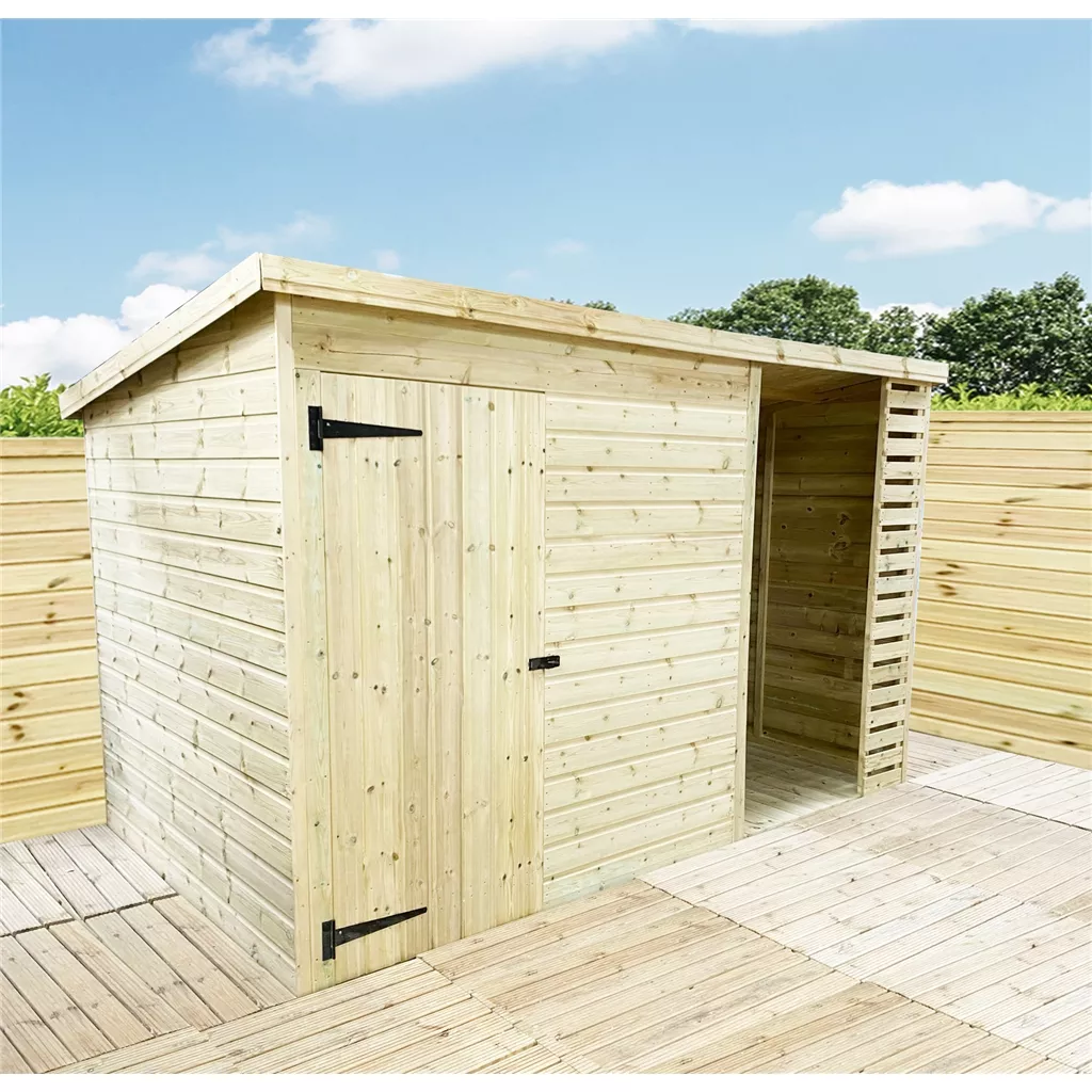12 x 7 Pressure Treated T&G Pent Shed With Storage Area Windowless product image