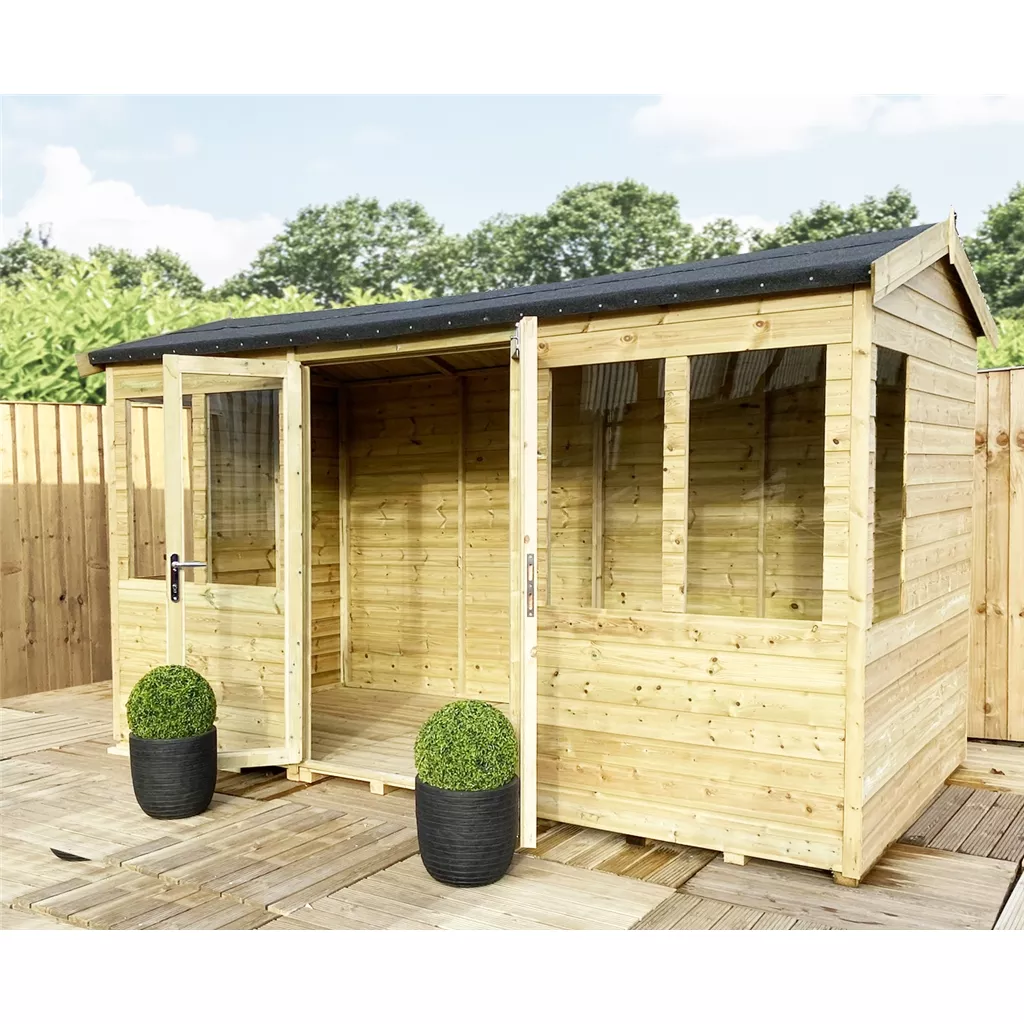 7 x 14 Reverse Pressure Treated Apex Summerhouse – High Eaves product image