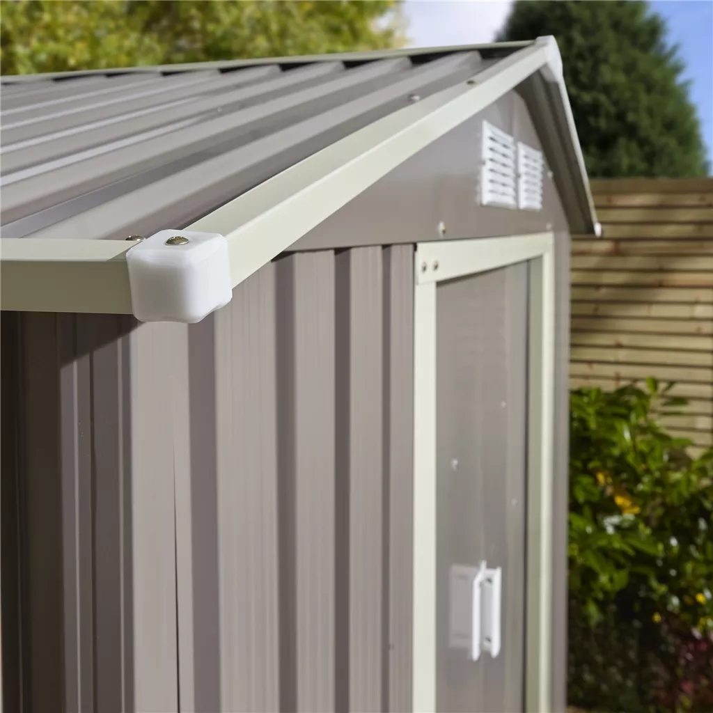 6 x 4 Double Door Metal Apex Shed – Light Grey product image