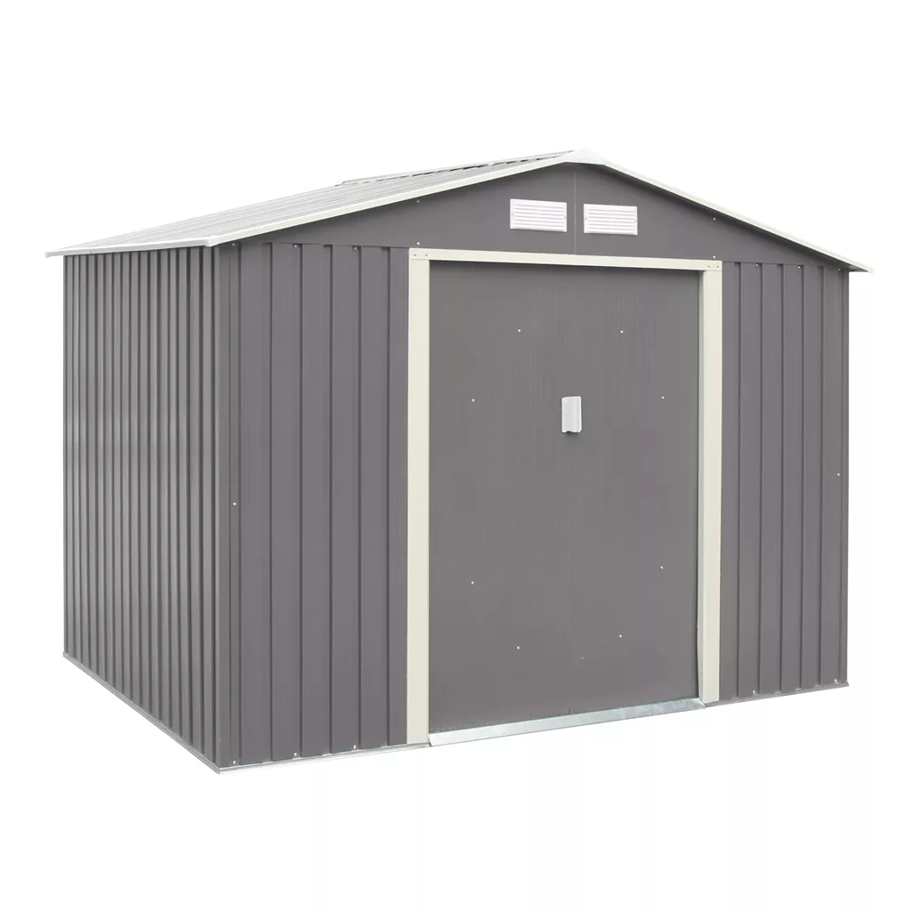 8 x 6 Double Door Metal Apex Shed – Light Grey product image