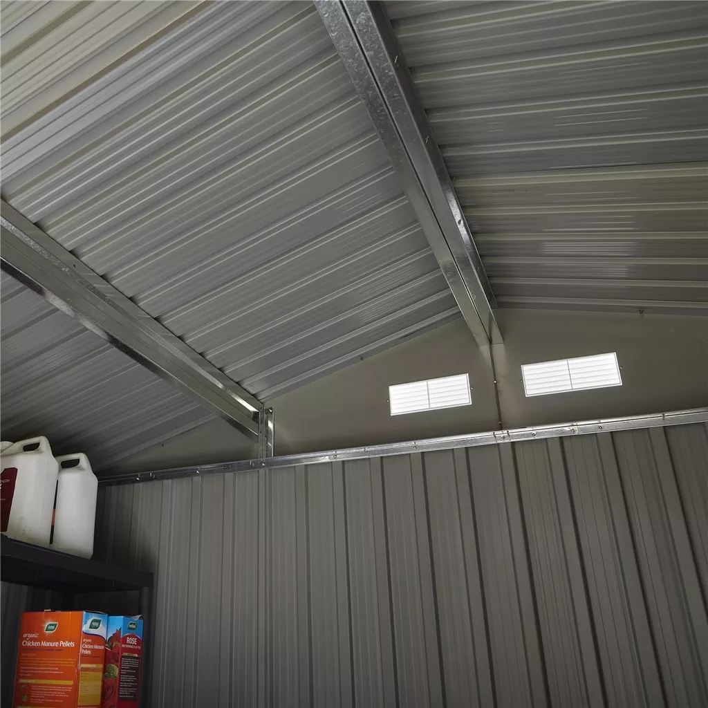 8 x 6 Double Door Metal Apex Shed – Light Grey product image