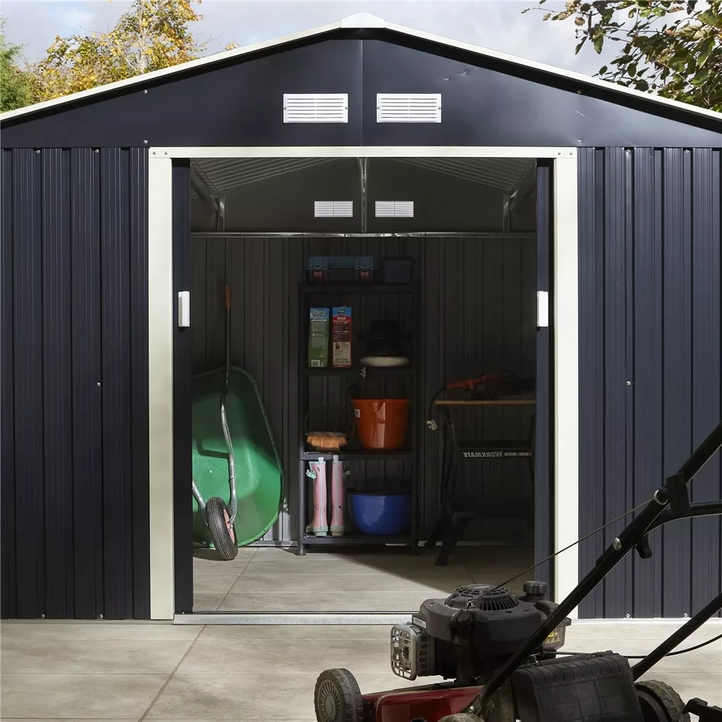 10 x 8 Double Door Metal Apex Shed – Dark Grey product image