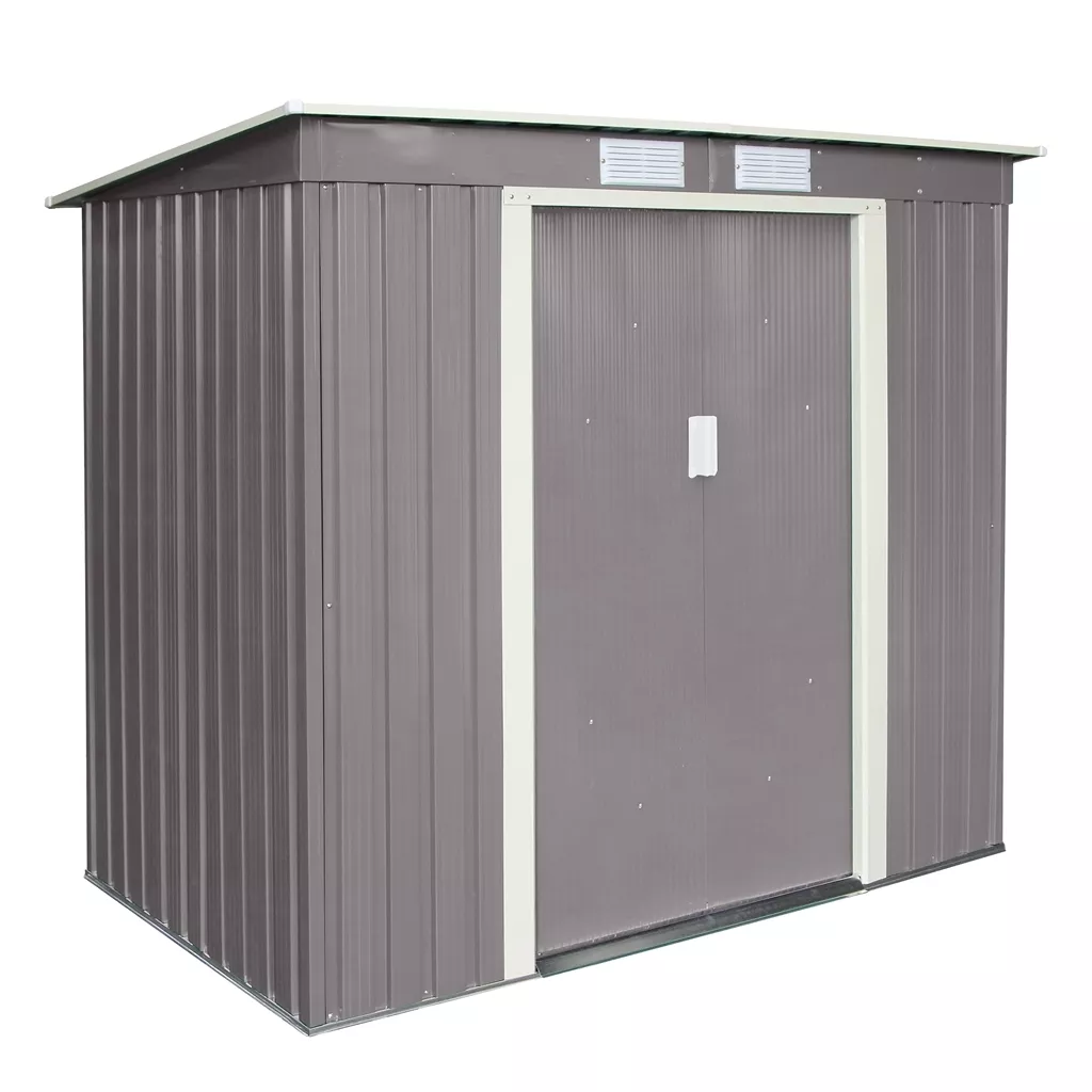 6 x 4 Double Door Metal Pent Shed – Light Grey product image
