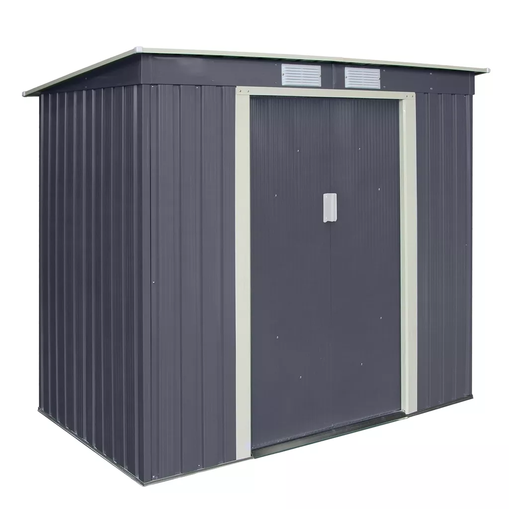 6 x 4 Double Door Metal Pent Shed – Dark Grey product image