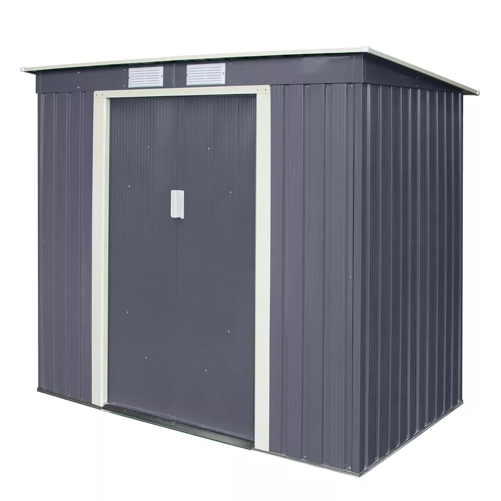 6 x 4 Double Door Metal Pent Shed – Dark Grey product image
