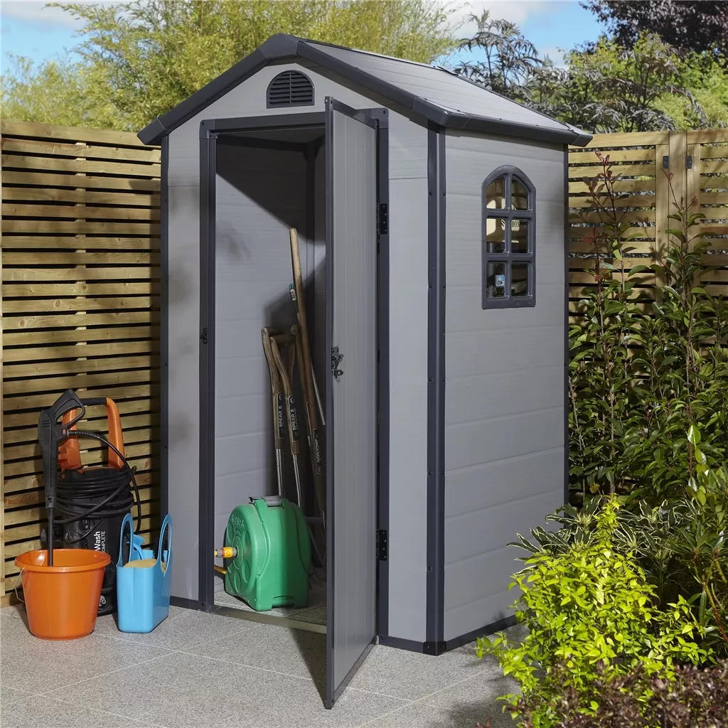 4 x 3 Single Door Apex Plastic Shed - Light Grey product image