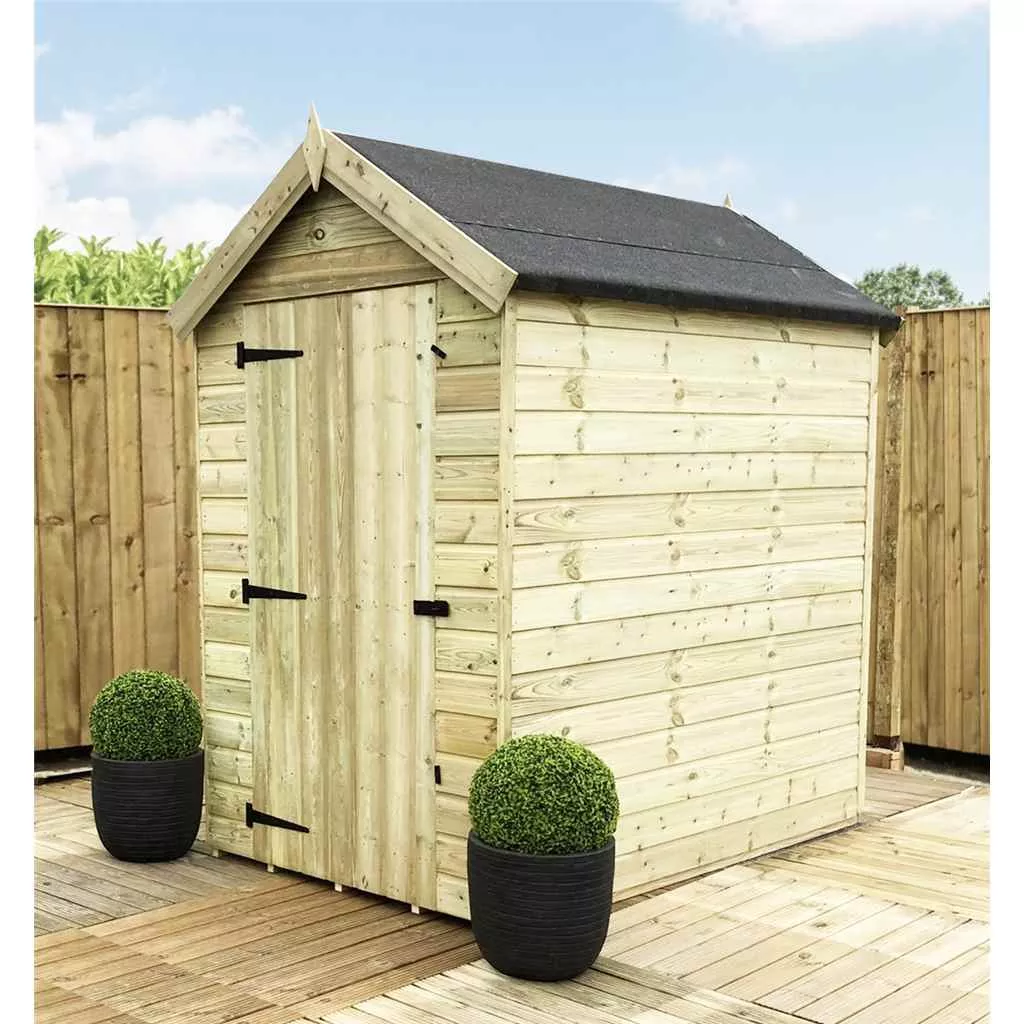 7 x 4 Premier Windowless Pressure Treated T&G Apex Shed – Higher Eaves, Single Door product image