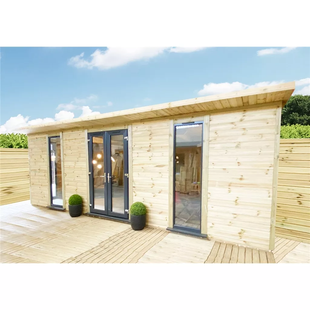 13 x 22 Executive Plus Insulated Garden Office – PVC French Doors & Windows product image