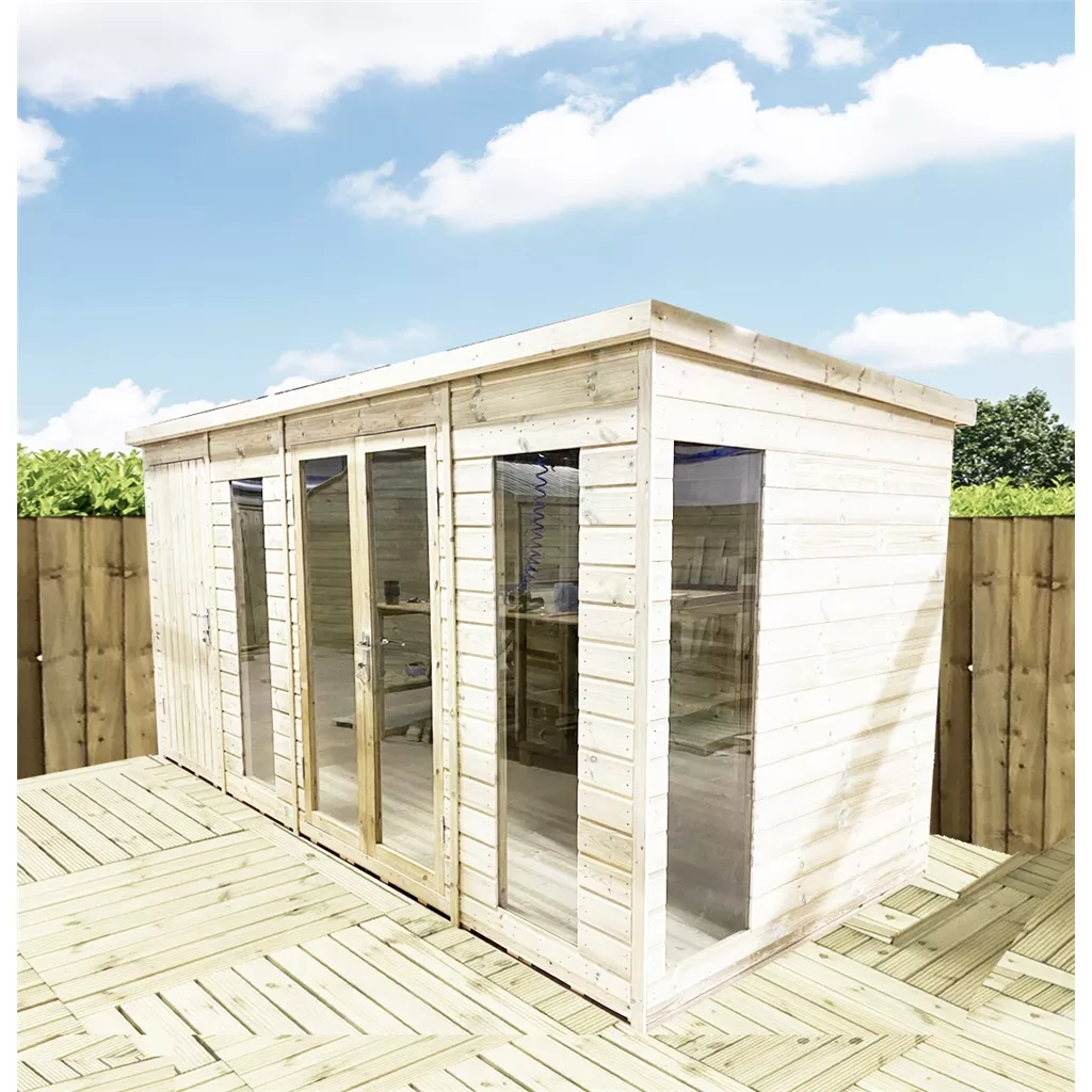 28 x 12 Combi Pressure Treated Pent Summerhouse with Side Storage product image