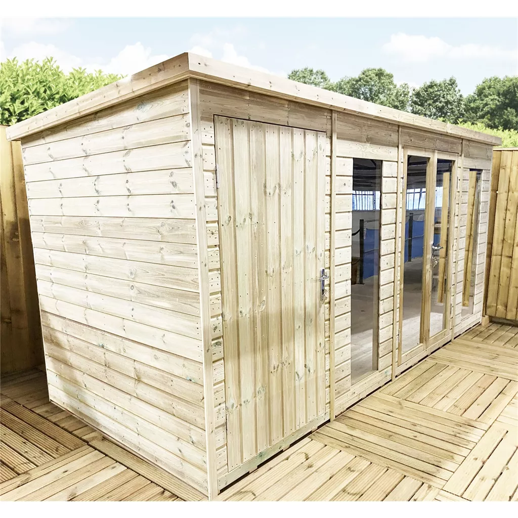 19 x 14 Combi Pressure Treated Pent Summerhouse with Side Storage product image