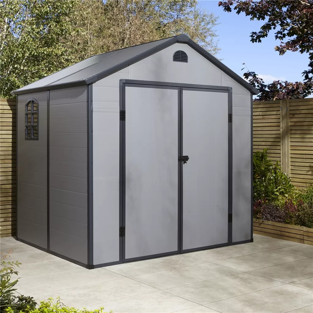 8 x 6 Double Door Apex Plastic Shed - Light Grey product image