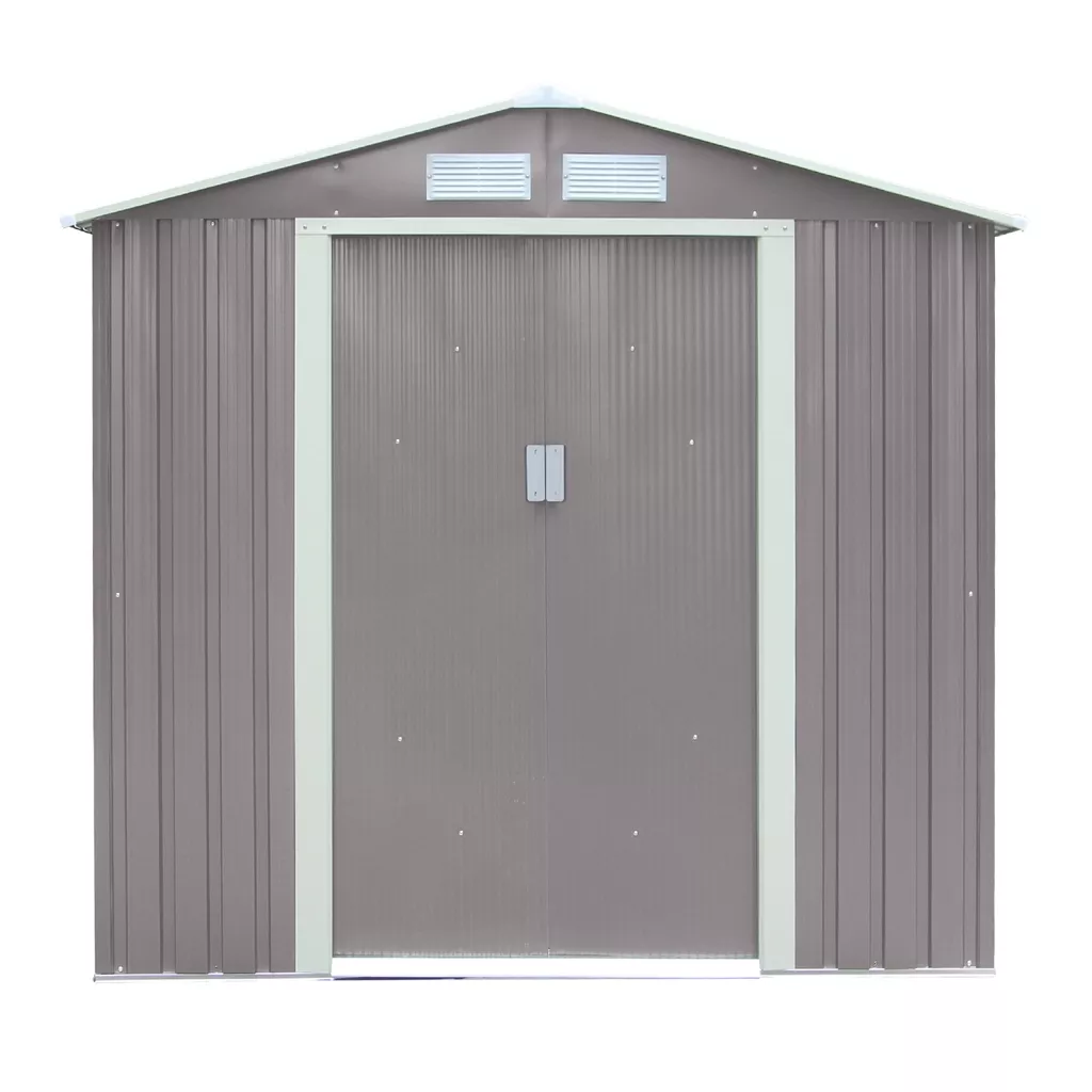 6 x 4 Double Door Metal Apex Shed – Light Grey