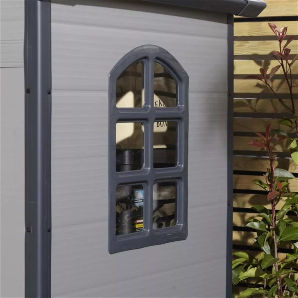 4ft x 3ft Deluxe Stratton Plastic Shed Single Door Apex Shed With Foundation Kit - Light Grey product image