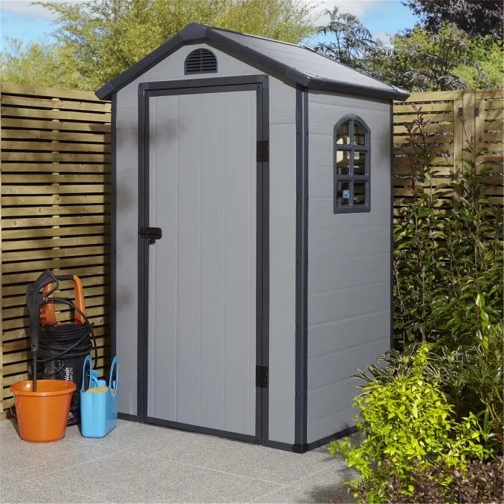 4ft x 3ft Deluxe Stratton Plastic Shed Single Door Apex Shed With Assembly - Light Grey product image
