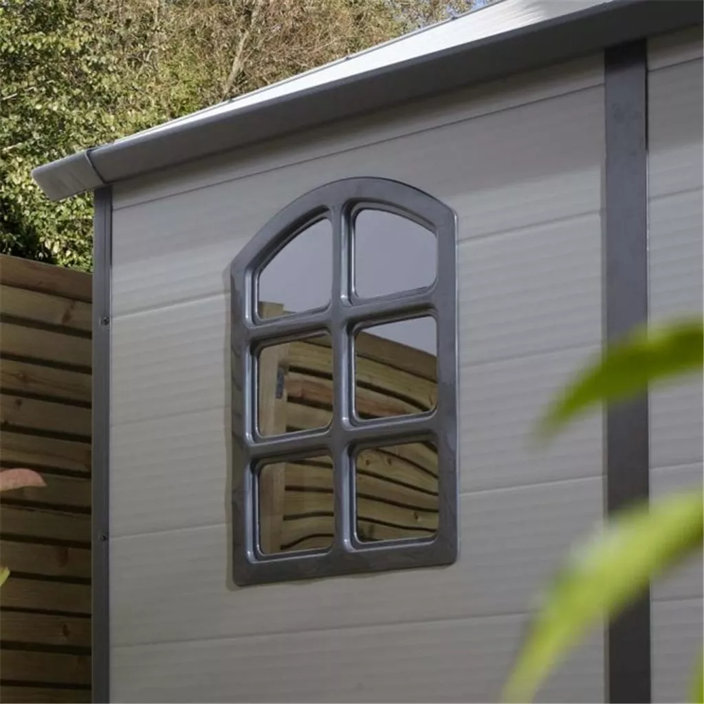 8ft x 6ft Deluxe Stratton Plastic Shed Double Door Apex Shed With Foundation Kit - Light Grey product image