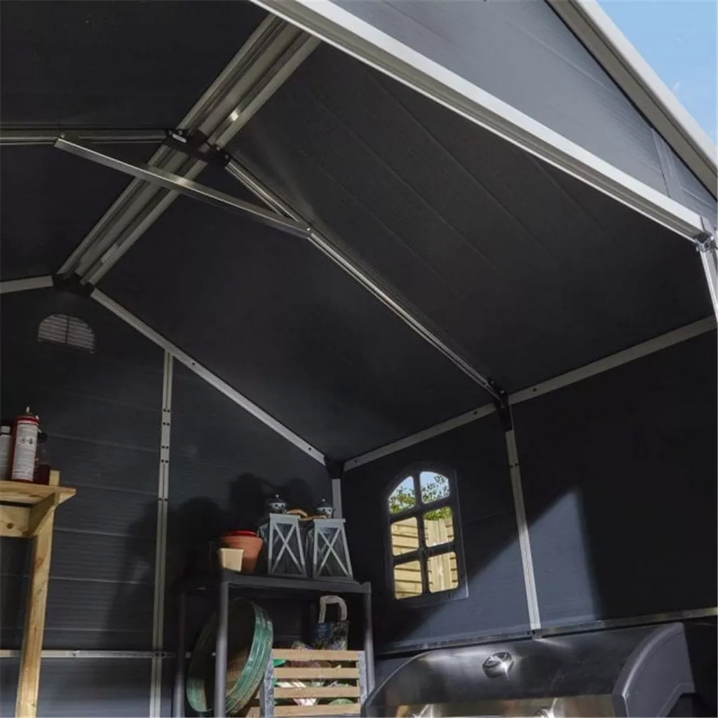 8ft x 6ft Deluxe Stratton Plastic Shed Double Door Apex Shed With Foundation Kit - Dark Grey product image