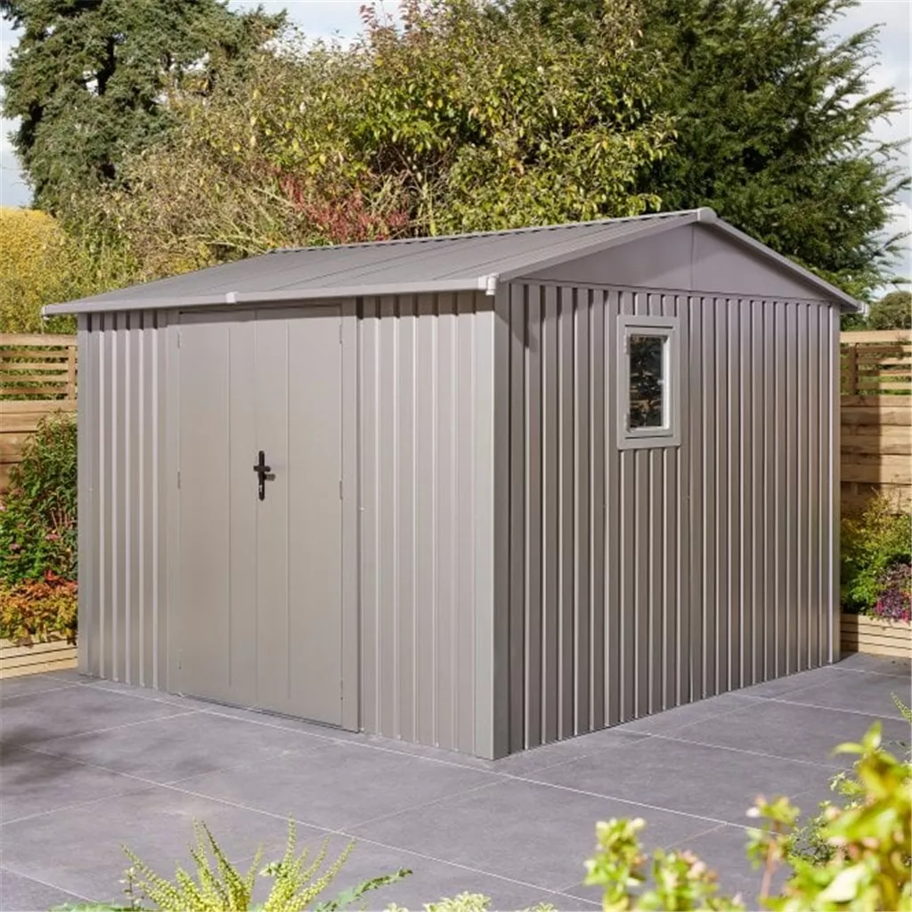10 x 10 Deluxe Ashford Metal Apex Shed – Double Door, Assembly & Foundation Kit product image