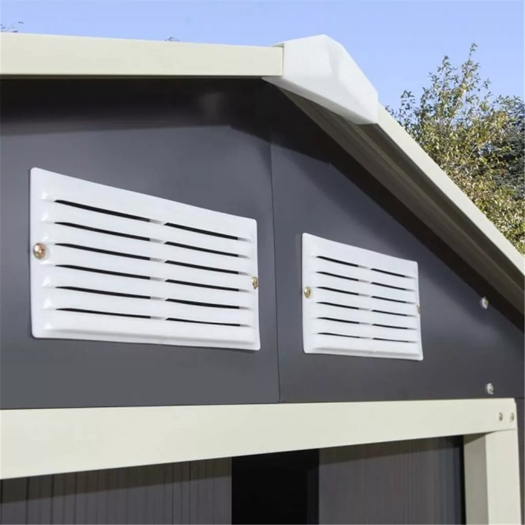 6 x 4 Deluxe Ironwood Metal Apex Shed – Double Door, Assembly – Dark Grey product image