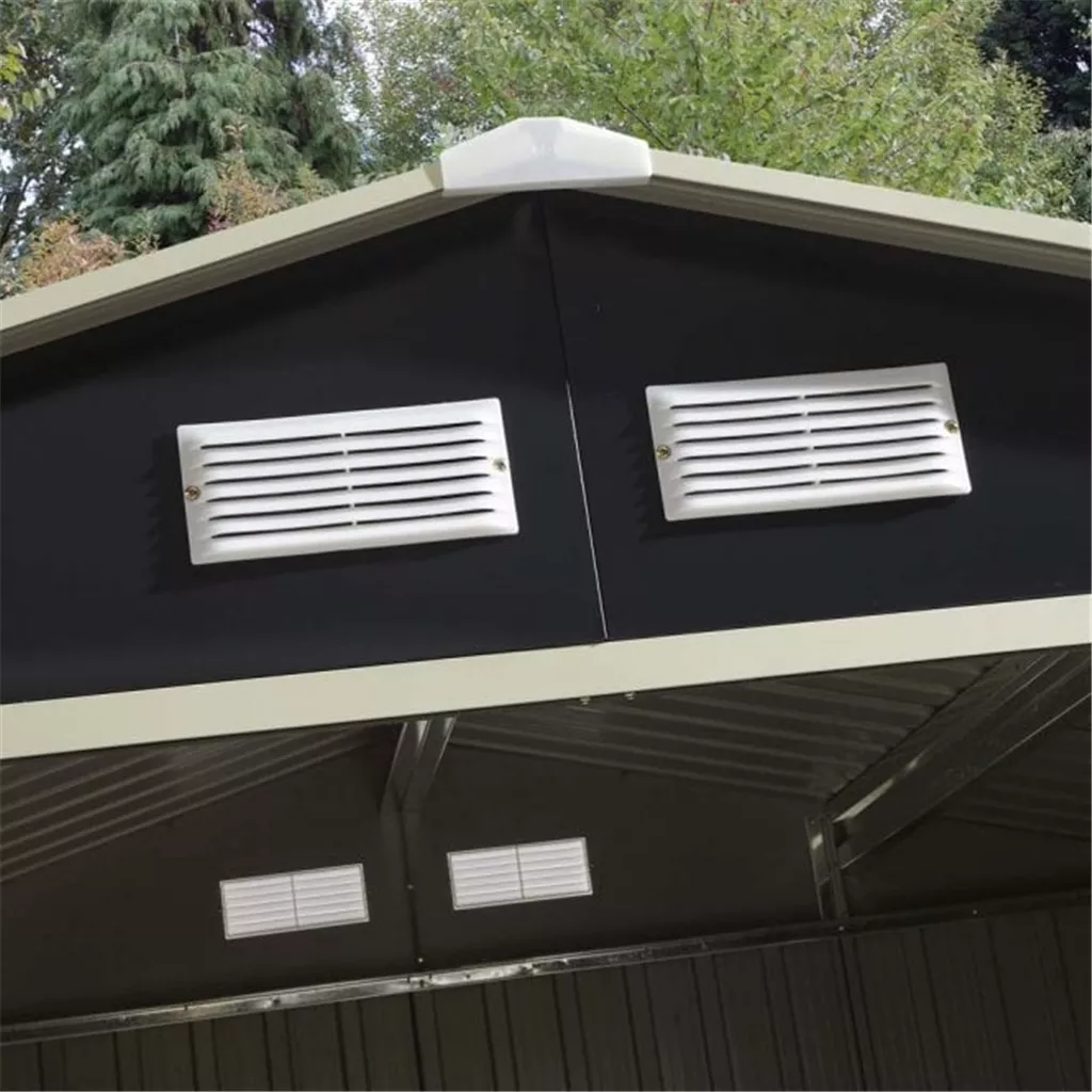8 x 6 Deluxe Ironwood Metal Apex Shed – Double Door & Foundation Kit – Dark Grey product image
