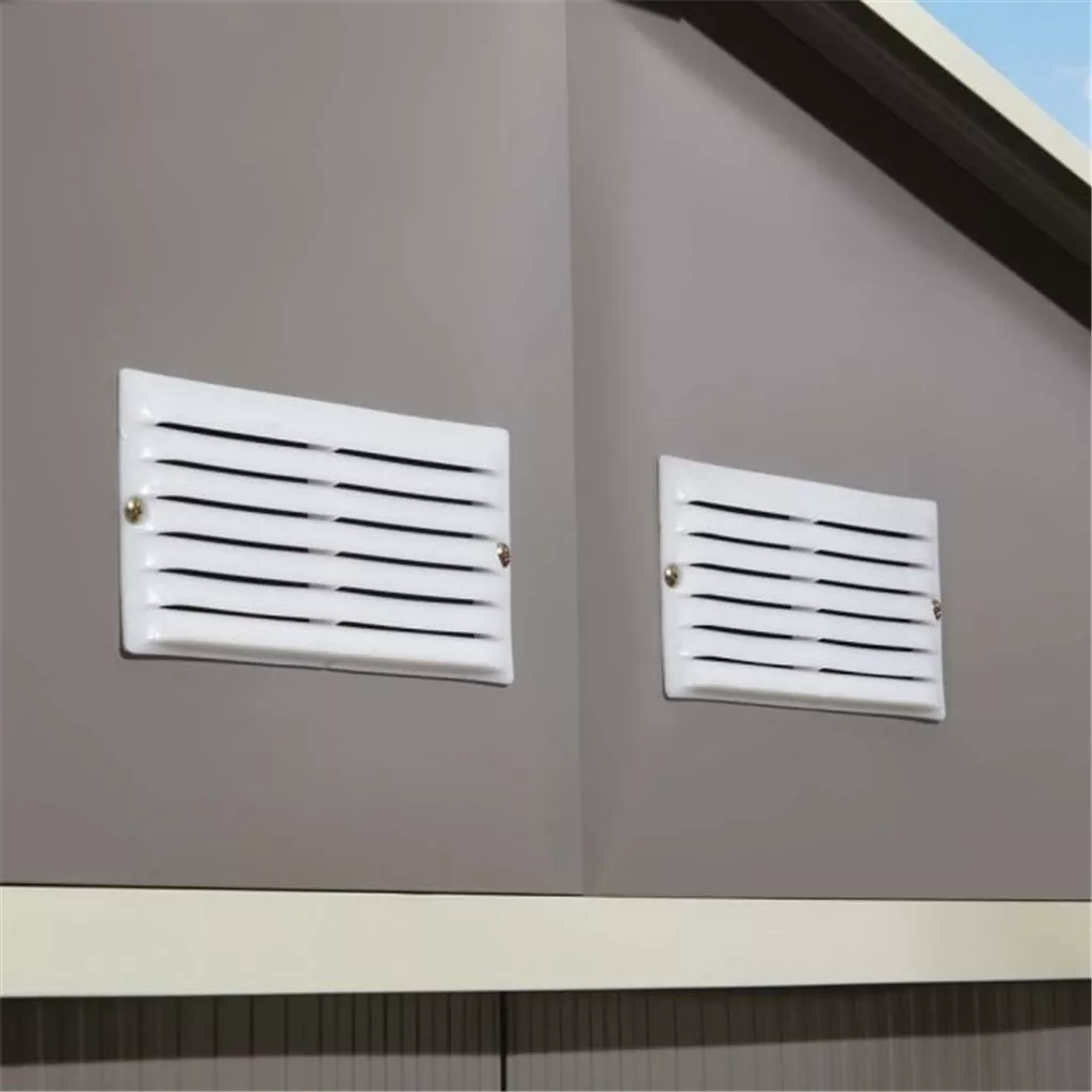 10 x 8 Deluxe Ironwood Metal Apex Shed – Double Door, Assembly & Foundation Kit – Light Grey product image