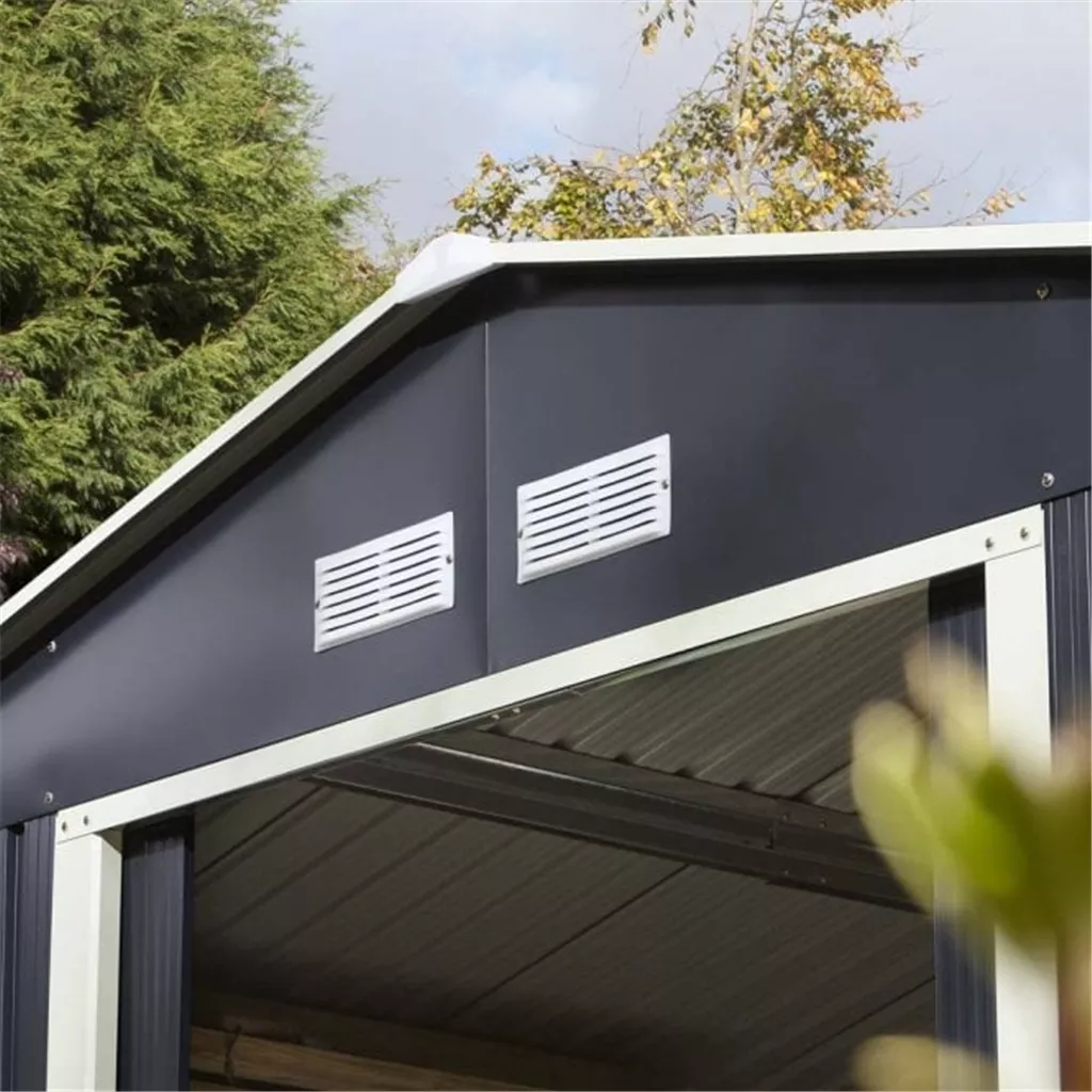10 x 12 Deluxe Ironwood Metal Apex Shed – Double Door, Assembly – Dark Grey product image