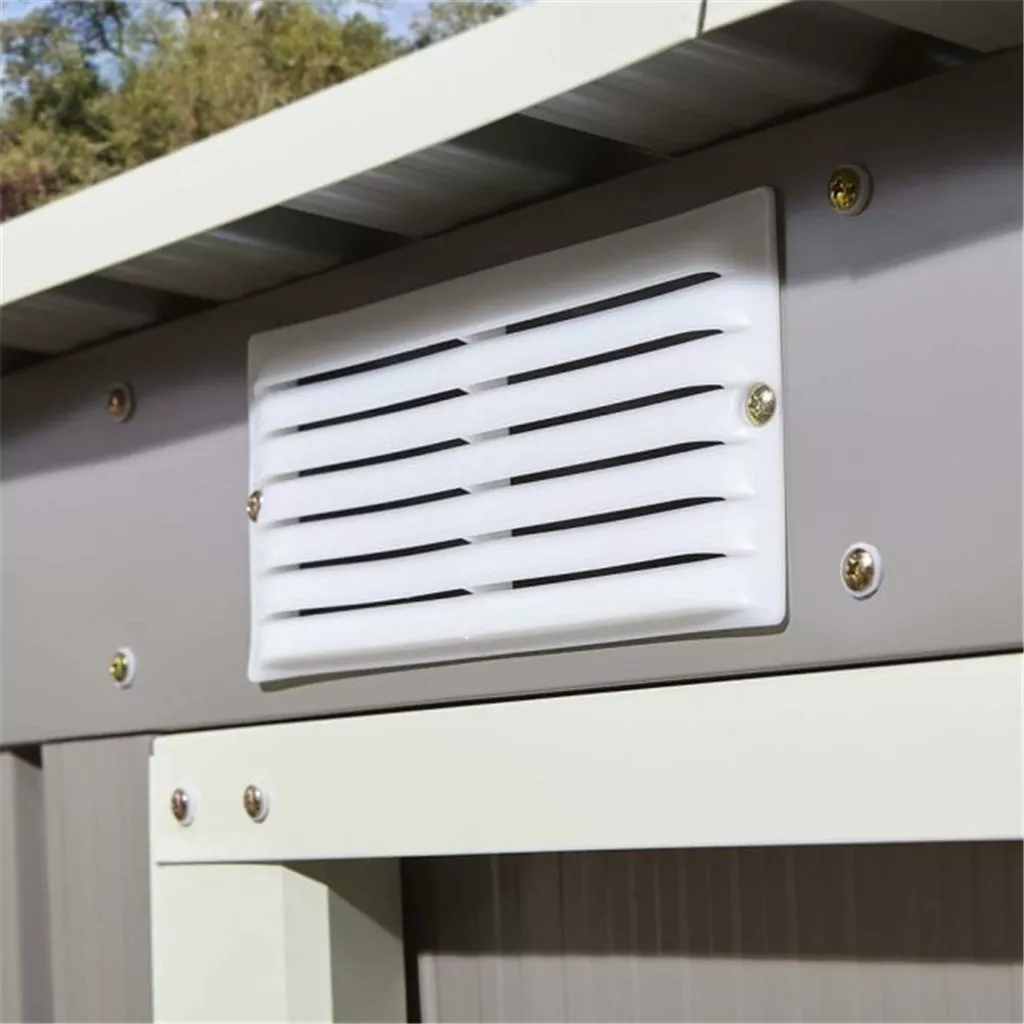 8 x 4 Deluxe Ironwood Metal Pent Shed – Single Door & Foundation Kit – Light Grey product image