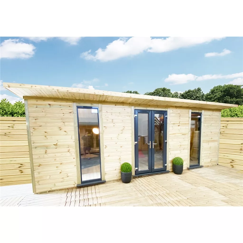 16 x 16 Executive Plus Insulated Garden Office – PVC French Doors & Windows