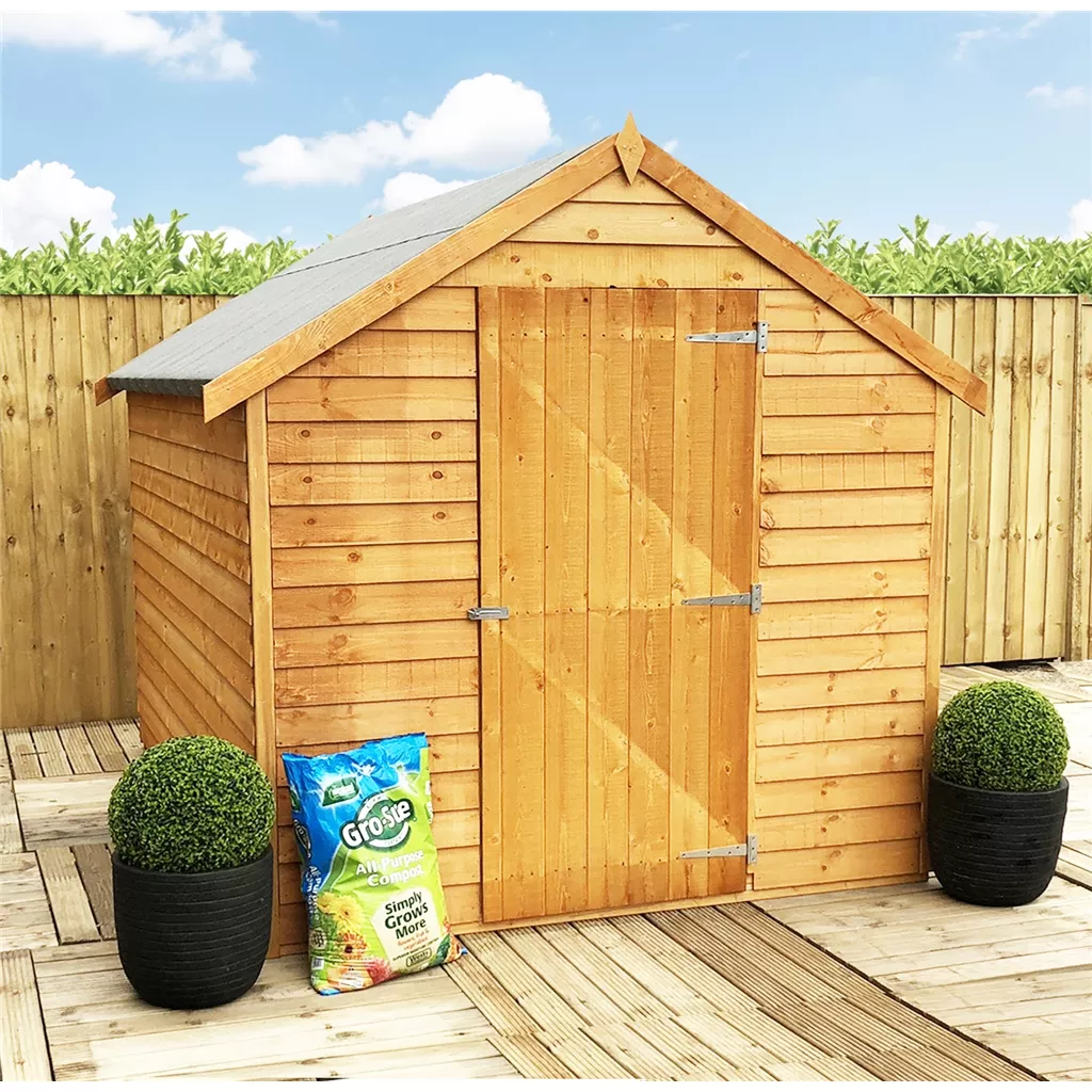 8 x 6 Super Value Overlap - Apex Wooden Bike Store – Windowless, Single Door